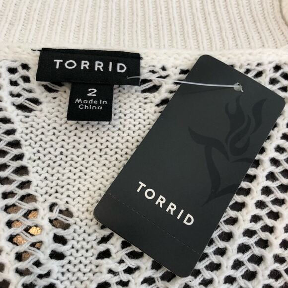 Torrid ivory white open front cropped cardigan sweater size 2 or 2X NWT - Picture 6 of 14